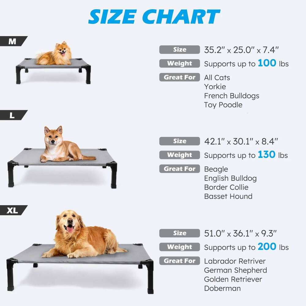 Elevated Bed, Cooling Raised Pet with Chew Proof Washable Breathable Mesh and Metal Frame, Portable Dog Cot Bed 26N0109