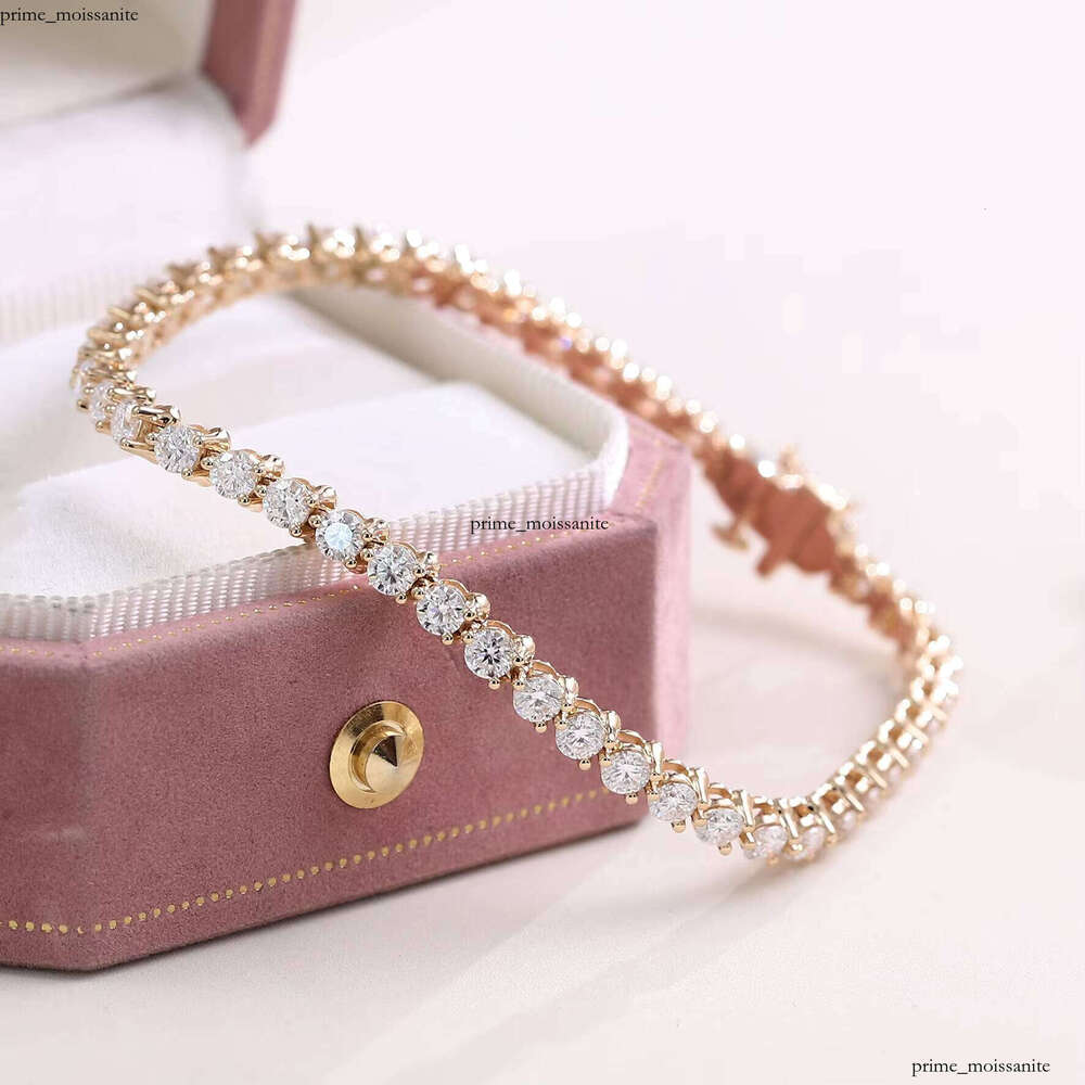 Luxurious 18k Solid Real Gold with CVD VVS Moissanite IGI Certified Tennis Bracelet Shiny Jewelry Women's Gift 6c