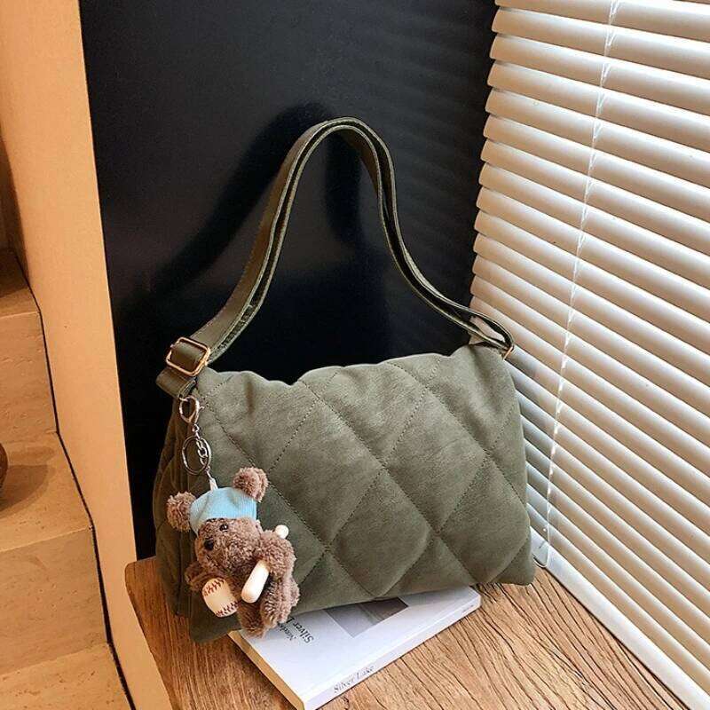 New Check Simple Crossbody Small Niche Texture Commuter Large Capacity Student Class Casual Diamond Bag XJ260109