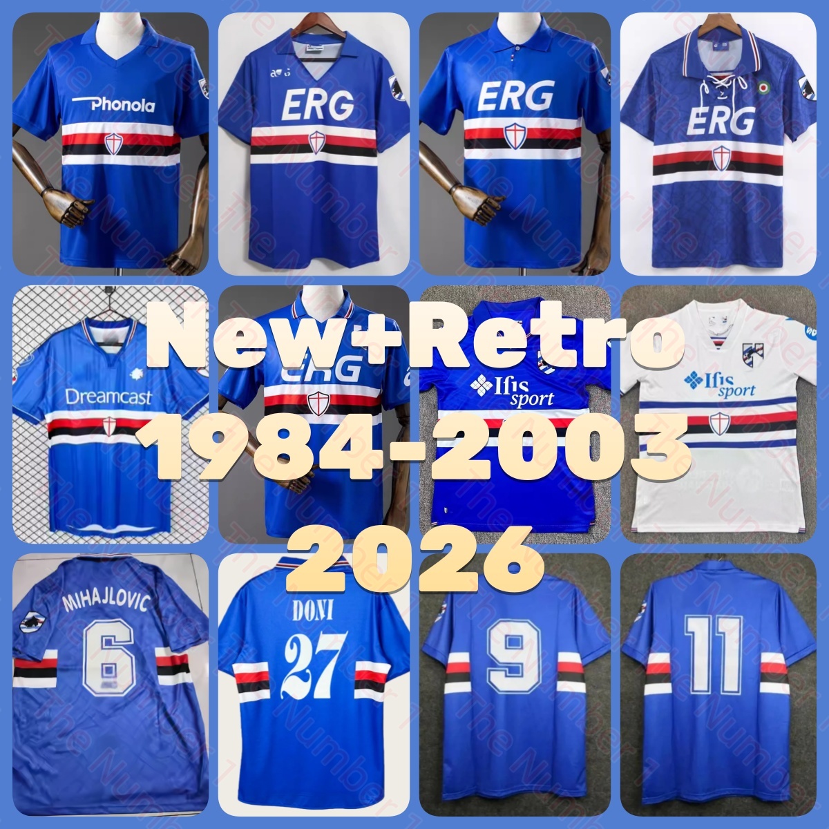 1984 2004 SamPDoria Mens Retro Soccer Jerseys MANCINI VIALLI BAZZANI FLACHI YANAGISAWA Home Vintage Football Shirts Uniforms&2025/26 New Home Away Football Jerseys