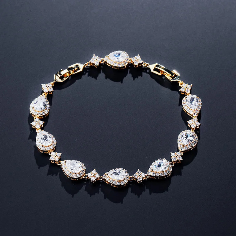 ZAKOL Classic Geometric Water Drop CZ Bracelet for Women Bridal Gorgeous Buling Zircon Party Wedding Jewelry 260108CJ