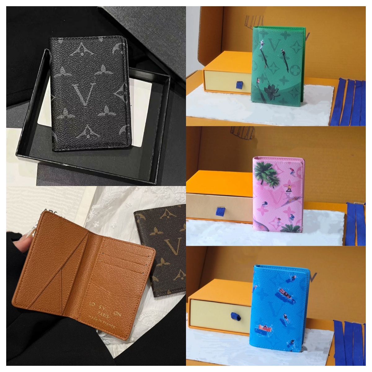 Designer Graffiti wallet Leather High end Water Wave Flower coin purse women men Luxury Cash Multi Slot card holder Letter flower printing purse With box dust bag