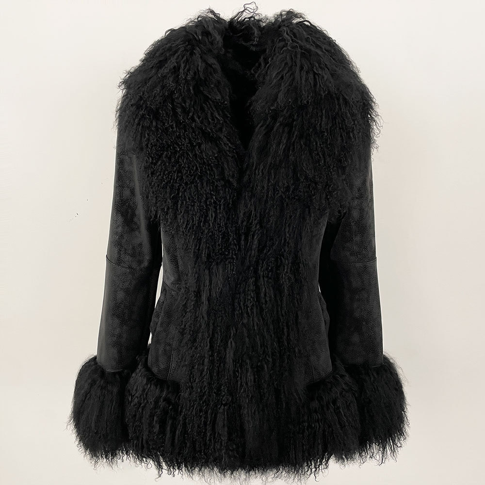 Fashion Lapel Faux Fur Patchwork Jacket Women Elegant Long Sleeves Thick Warm Coat Autumn Winter Lady Commuting Streetwear 241015 - view 9