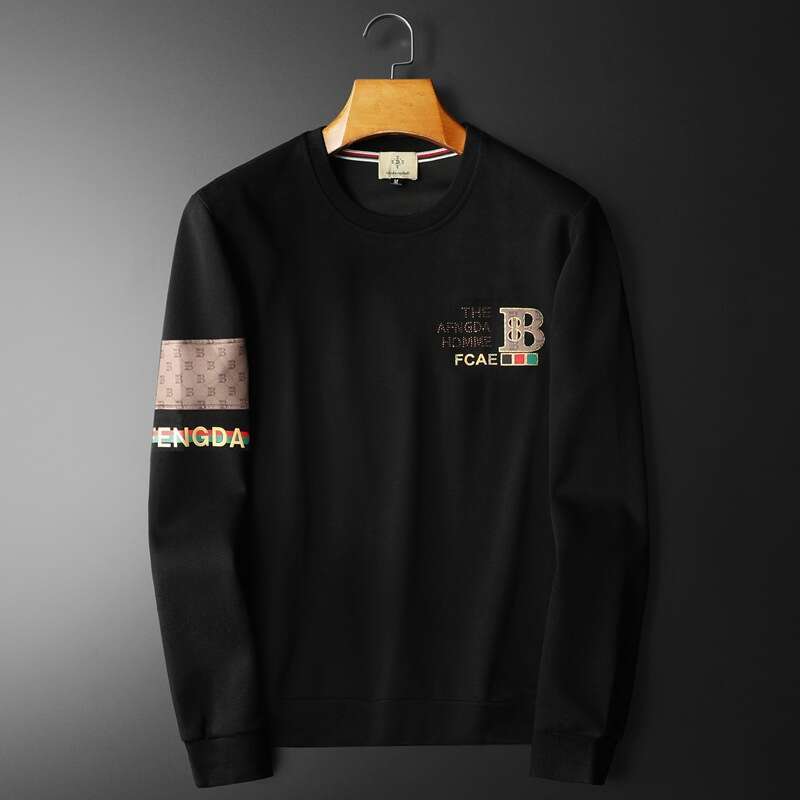 Spring Winter Autumn New Men's Round Neck Trendy Long Sleeve Sweatshirt Plus Size Printed Casual Top Base Layer Trend