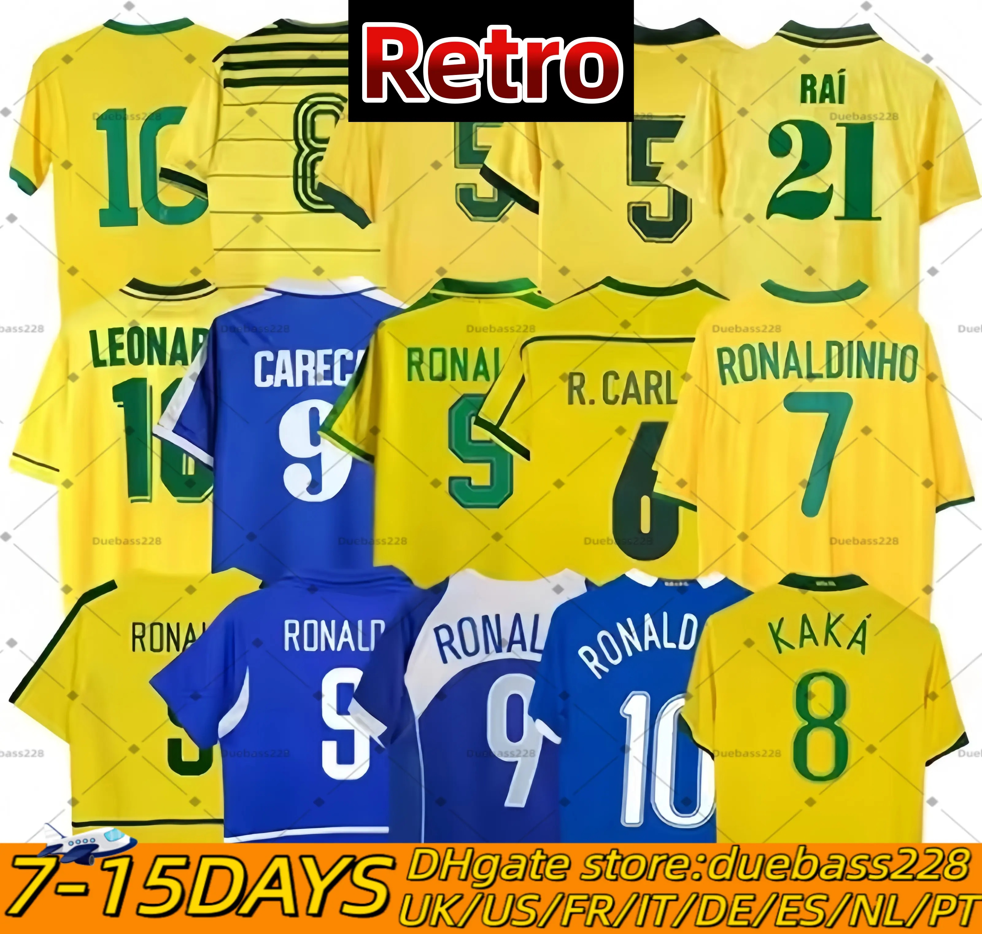 Brasil Retro soccer jerseys 1970 1978 1988 Ronaldinho 1991 1993 camisa de futebol 2010 classic BraziLS 1997 1998 RIVALDO ADRIANO 2006 Retro shirt Adult long sleeved
