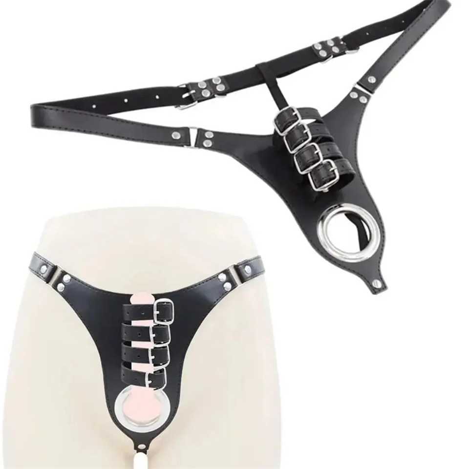Bdsm Male Chastity Belt Sextoys Chastity Cage Leather Penile Wearing Pants Penis Ring Erotic Urethral Chastity Sex Toys for Men