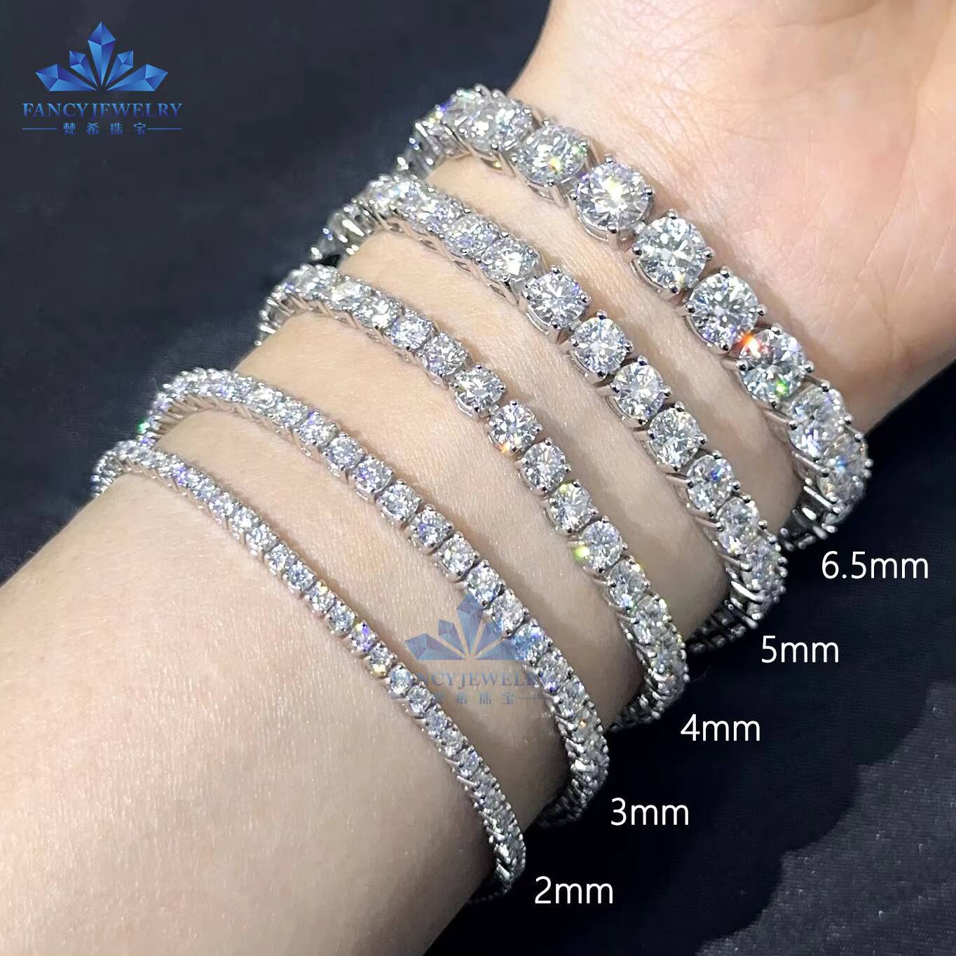 925 Silver Moissanite Tennis Bracelet D VVS Iced Out Moissanite Diamond Bracelet Gold Plated 2 -65mm Moissanite Tennis Chain