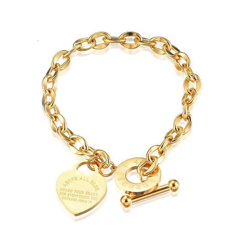 Bracelet Unisex INS Heart Stainless Steel Titanium Steel OT Buckle Personality Versatile Trendy Daily Wear Party Hand Accessories Factory Wholesale