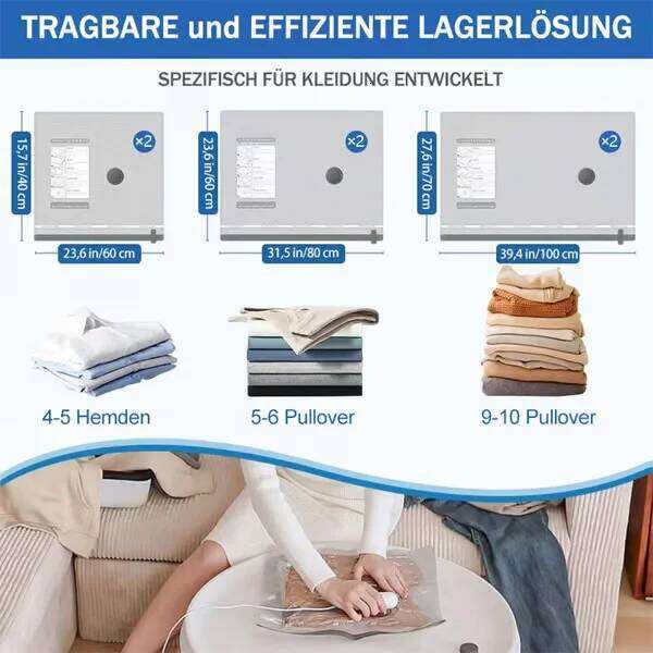 6-12Pack USB Electric Bags Save Space Light Vacuum Compression Power Pump with Lightweight Travel Bag 26N0109