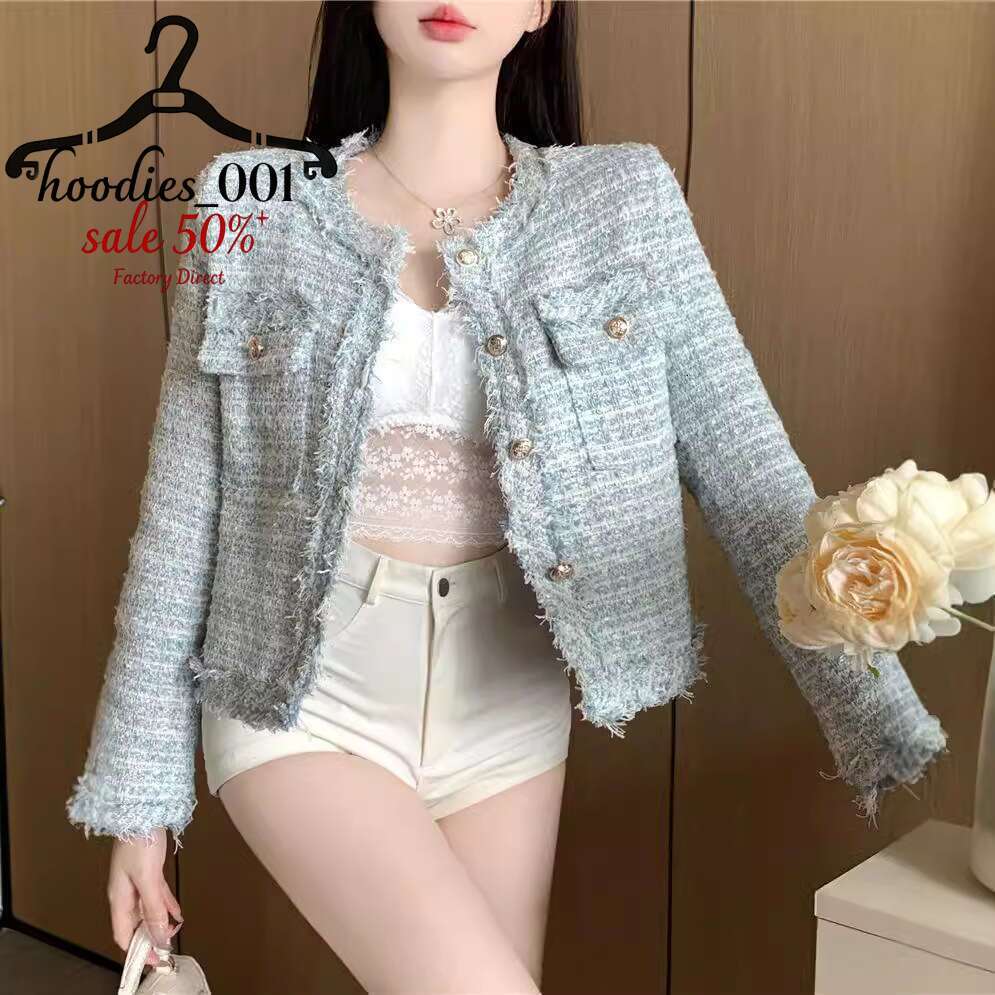 Short Coat Womens Tweed Style Autumn Lined Stylish New French Style Elegant Socialite High-end