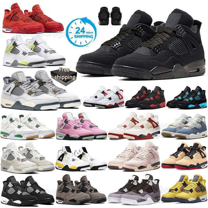 Basketball shoes 4s Men Shoes Women 4 Sneakers Worn Blue Black Cat 2025 Designer Shoes Purple Thunder Cool Grey Bred Medium Olive shoes Sports Trainers 36-50