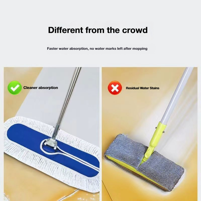 Large Flat-Head Dust Mop Ideal for property management and schools Screw-fastened design Dual-purpose for dry and wet cleaning Cleans in one wipe