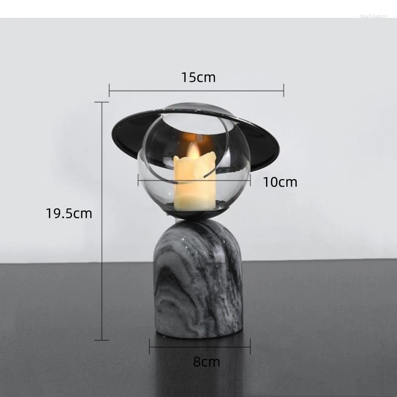 Candle Holders Marble Candlestick Candelabrum Planet Flying Saucer Cartoon Crafts Tabletop Ornament Home Decoration Accessories XJ260305