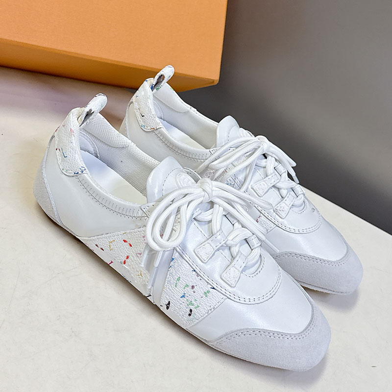 2026 Womens White Sneakers Designer Women Virtue Training Shoes Luxury Lady calf leather shoes Upper Flower colored letters Daily wear Womens casual shoes