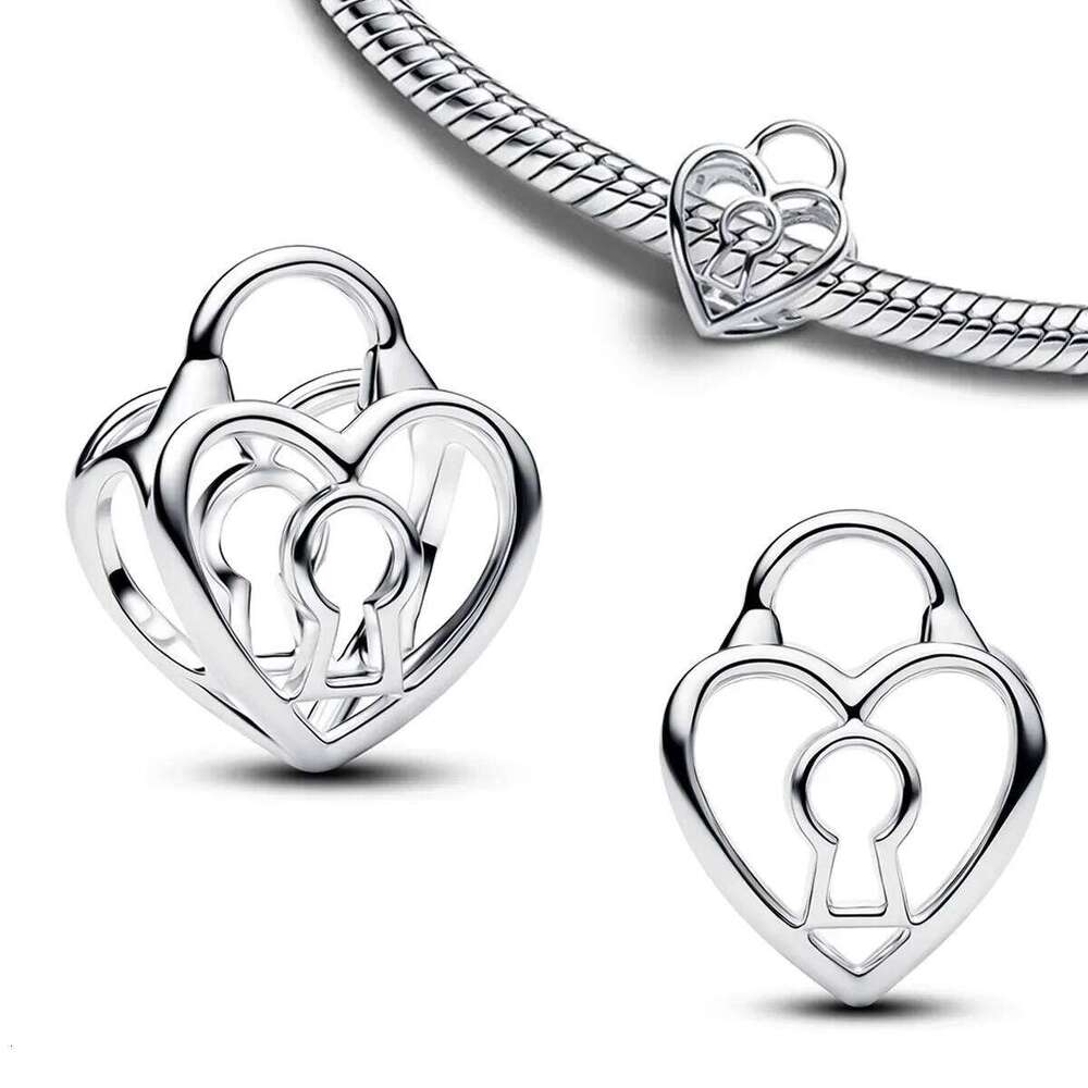 2026 New 925 Sterling Silver Charms Colorful Heart Bee Flower key Lock Mushroom Beads Bracelets Necklaces Womens DIY Jewelry Gift