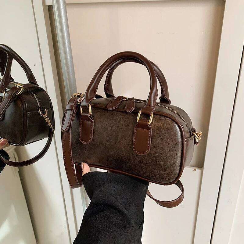 Faionable Bowling Women's Handbag Retro Oulder Bag Korean Sle Autumn Winter New Arrival Soft PU Leather Pure Color XJ260109