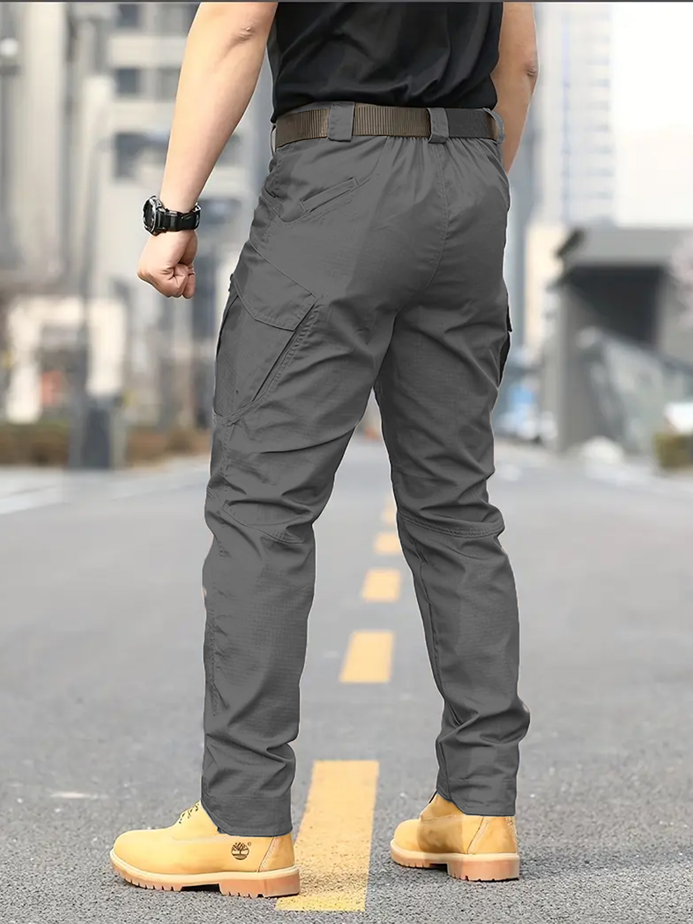 Men's Tactical Utility Pants - Multi-Pocket Workwear Cargo Pants with Belt