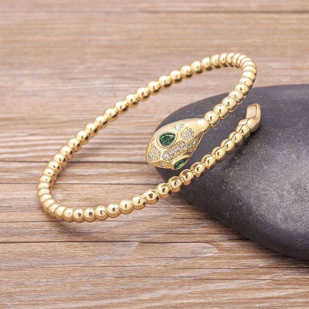 Jewellery Bangle Copper Cubic Zircon Adjustable Snake Cuff for Wedding Party and Formal Occasion Fine Jewelry Gift High Quality Textured Finish