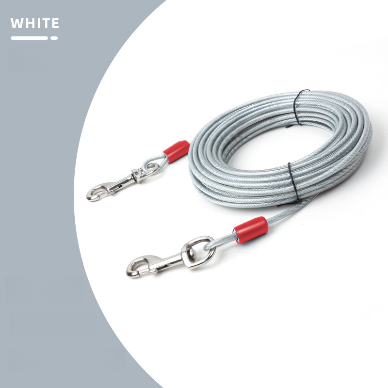 Red Durable Dog Leash - Heavy Duty Cable Dog Lead with Double Metal Clips, Strong Pet Walking Leash for Medium/Large Dogs