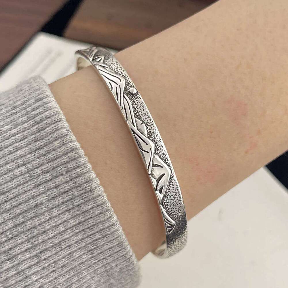 925 Sterling Silver Bracelets for Women Men String Accessories Trend Mountain Sun Shape Pattern Pendant Party Jewelry Gift