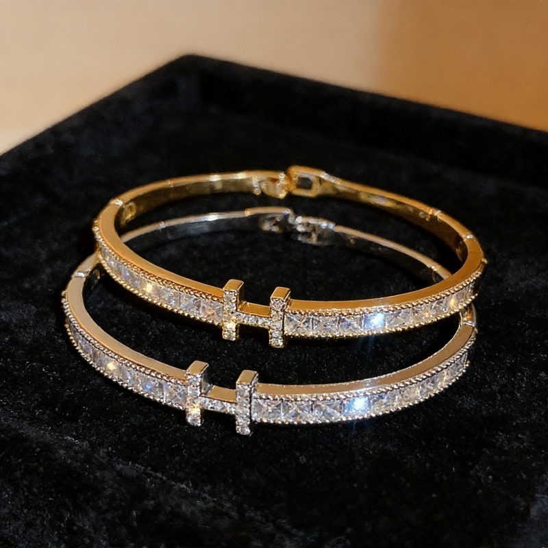 Jewelry Bracelet Gemstone Letter Buckle Bracelet High-end Temperament Bracelets Light Luxury Simple Style Versatile Decoration Suitable for Girls As A