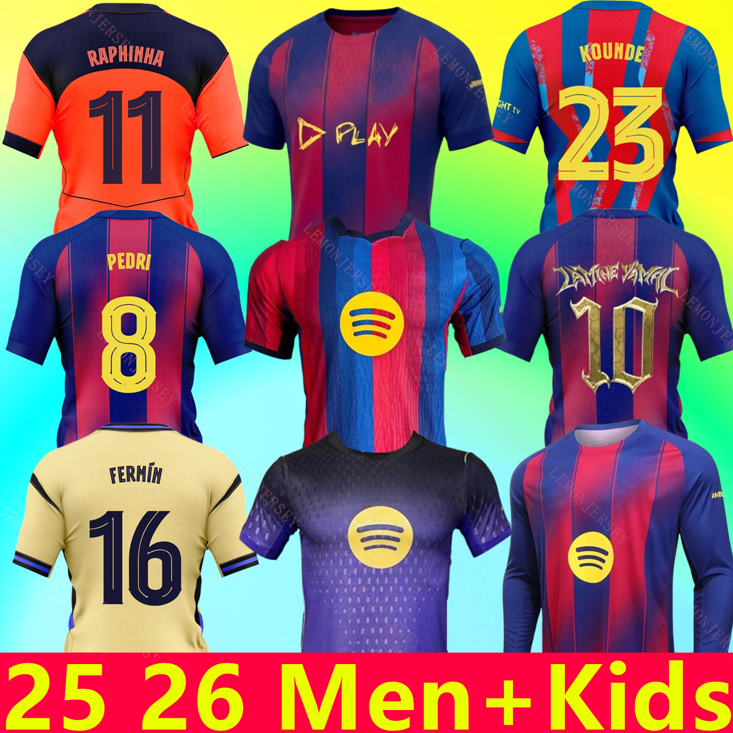 2025 2026 2027 soccer jerseys LEWANDOWSKI men kids barcelone football shirts kit LAMINE YAMAL PEDRI GAVI RAPHINHA Camiseta De Shirt KOUNDE DE JONG FERMIN OLMO BALDE
