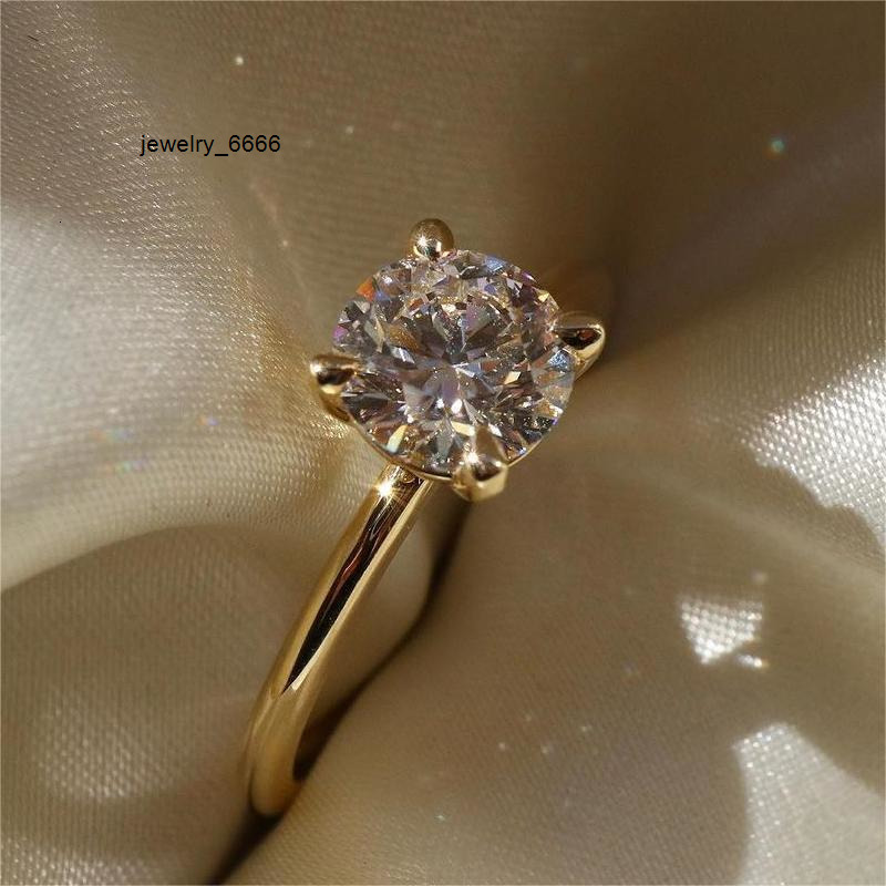 Factory Wholesale Custom 9K 10K 14K 18K Real Solid Pure Gold Au750 Gold Vvs Moissanite Diamond Solitaire Rings Engagement Ring