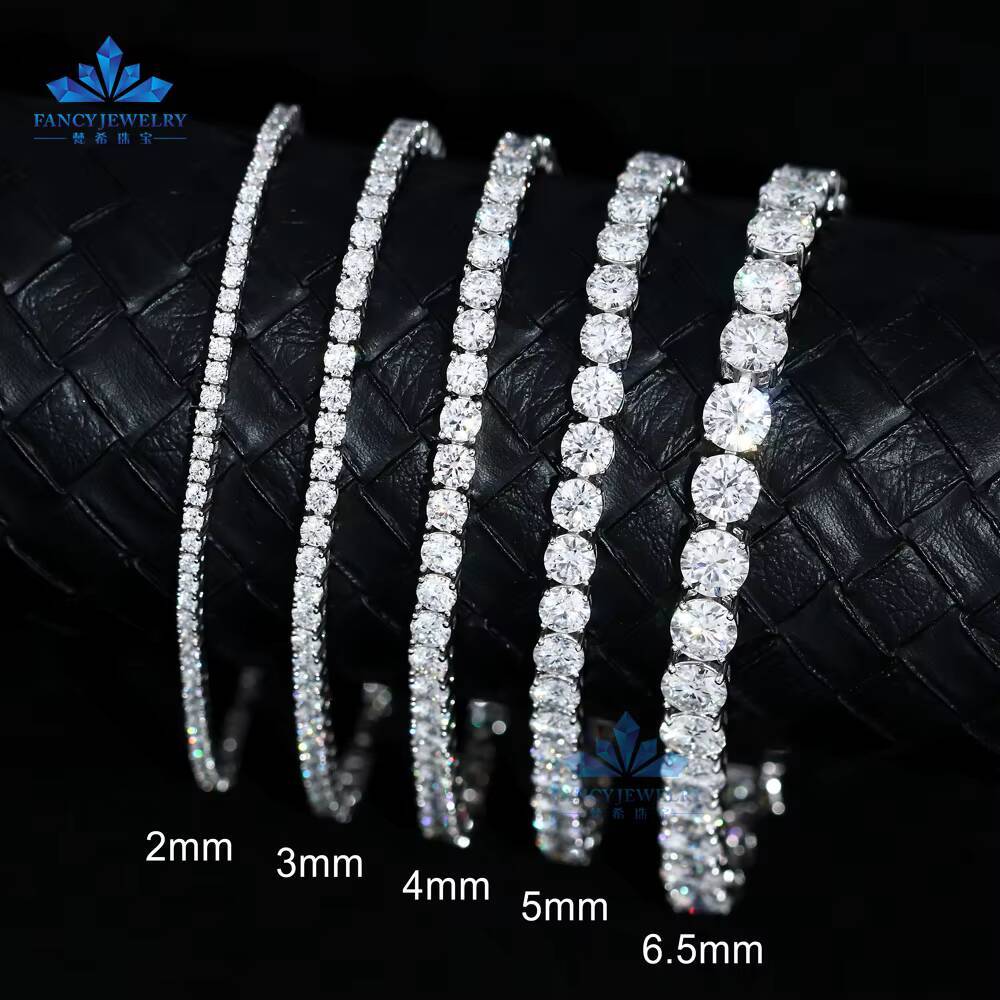 Wholesale Lab Grown Diamond Jewelry 10K 14K 18K Solid White Gold 2MM 3MM 4MM 5MM Lab Grown Diamond Tennis Chain Bracelet