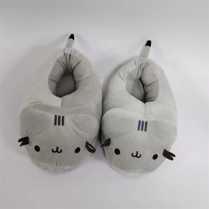 Cartoon Full Covered Cat Slippers Warm Winter Slides Soft Plush Doll Indoor Cute Anime Bedroom Shoes For Man Woman Home Use251218ww