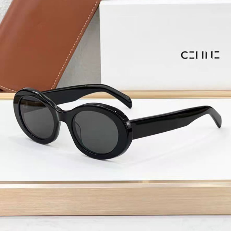 Luxury Designer Sunglasses for Women and Men Oval Cat-Eye Sunglasses Frame Exquisite Flat Lenses Beach Sunglasses Vintage Frame with Packaging Box Ceee
