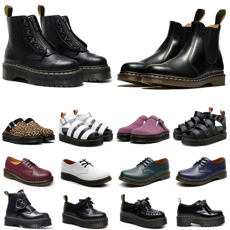 Designer boots for men women booties genuine waterproof leather nubuck mules slides Black Leather comfortable martins nkle boots sandals