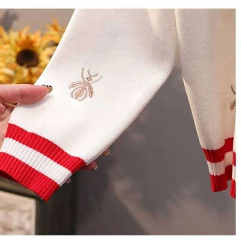 Autumn Loose Embroidered Knitted Designer Fashion Cardigan Women Cotton Handmade Sweaters Y2k Winter Beige Cardigans