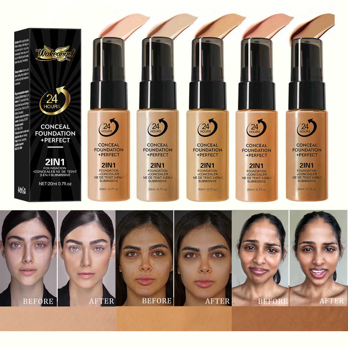 WakeAngel5 toner base is durable, waterproof, sweat-proof and easy to remove oil control concealer Q260109