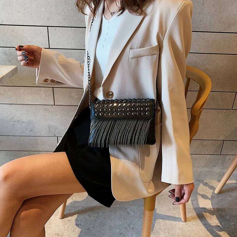 Tassel small bag, rivet trend chain, messenger bag. purses and handbags designer bag XJ260109