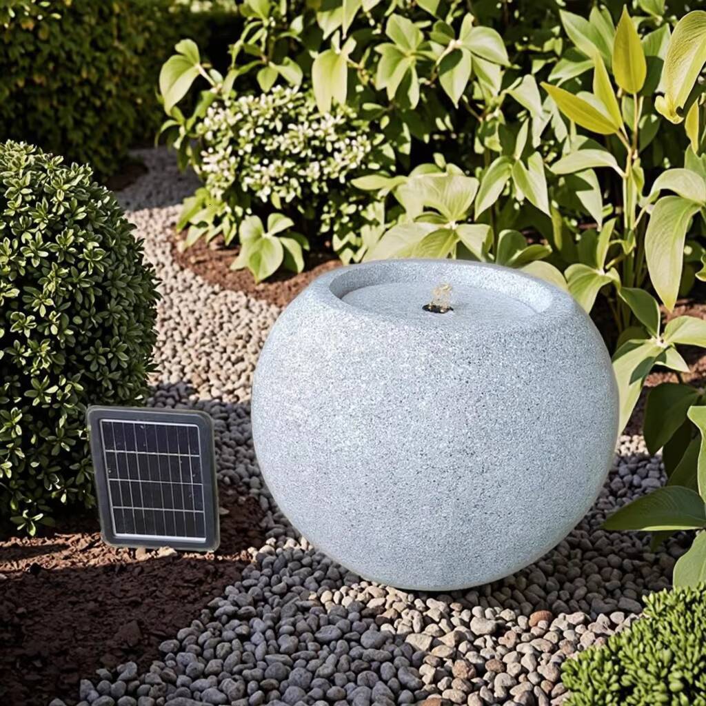 Modern Concise Ball Water Fountain Solar Led Lights Outdoor Home Garden Decoration