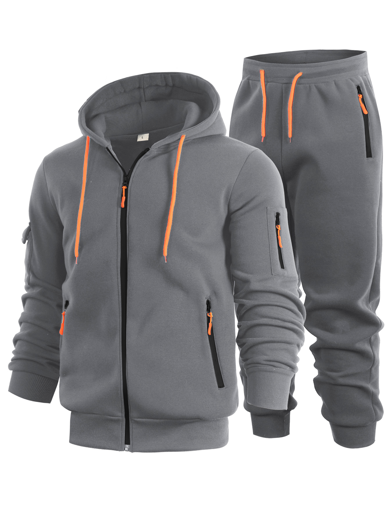 Men's 2-Piece Hoodie Tracksuit - Full-Zip Hoodie & Jogger Pants Set