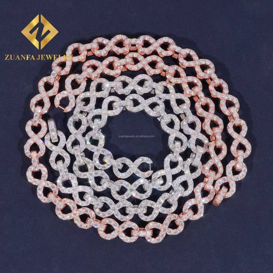 Customized Personalized 13mm Rapper Iced Out Man Hip Hop Jewelry Pass Diamond Tester Moissanite Infinity Cuban Link Chain