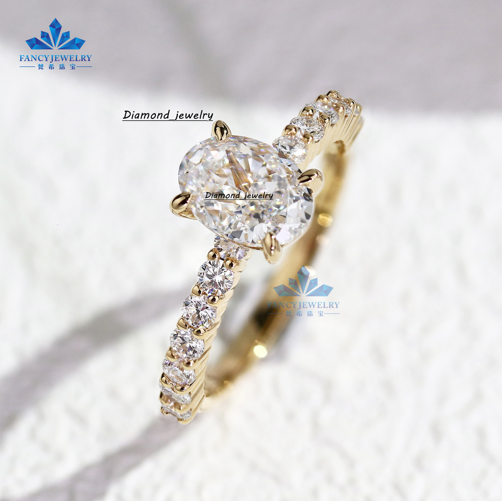 VS1 DEF Color IGI Certificated Lab Grown Diamond 1 2 3 CT Oval Cut Ring Engagement Ring 18K 14K Gold Gift for Women