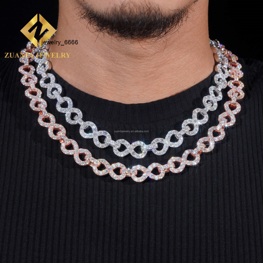 Customized Personalized 13mm Rapper Iced Out Man Hip Hop Jewelry Pass Diamond Tester Moissanite Infinity Cuban Link Chain