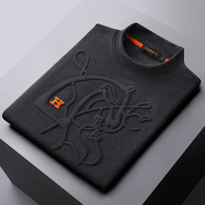 2025 Half Turtleneck Layer Thermal Fleece Warm Long Sleeve T-Shirt Base Shirt Men's Sweatshirt