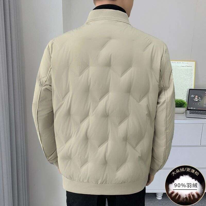 2025 New Men's Turn-Down Collar Down Jacket Autumn Winter Solid Color Versatile Casual Coat Fashion Trend Loose Comfortable