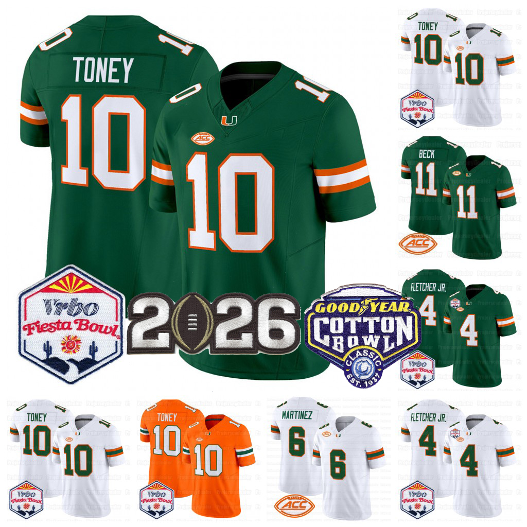 Hurricanes 2026 College Football National Championship Jersey Malachi Toney Carson Beck Mark Fletcher Jr. Toure Fitzgerald Emory Williams Lyle Reed Miamis Custom