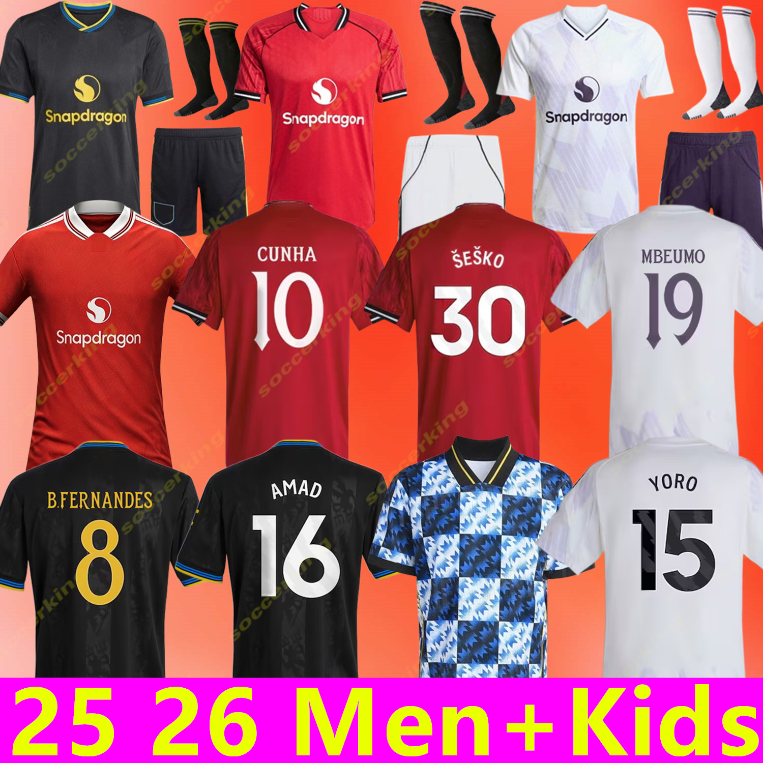 2025 2026 2027 MAN CUNHA Soccer Jersey AMAD SESKO MAINOO ZIRKZEE YORO AMAD unted football shirt MARTINEZ B.FERNANDES MAINOO player MBEUMO Kids Child Long short jersey