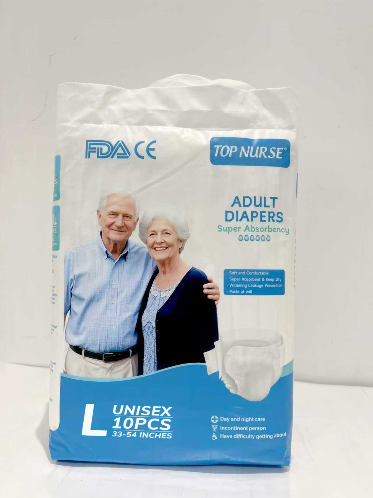 TOP NURSE Adult Diapers for Incontinence, Extra Large Disposable Diapers with 1000ml Absorption, Overnight Protection for Seniors & Post-Surgery Care