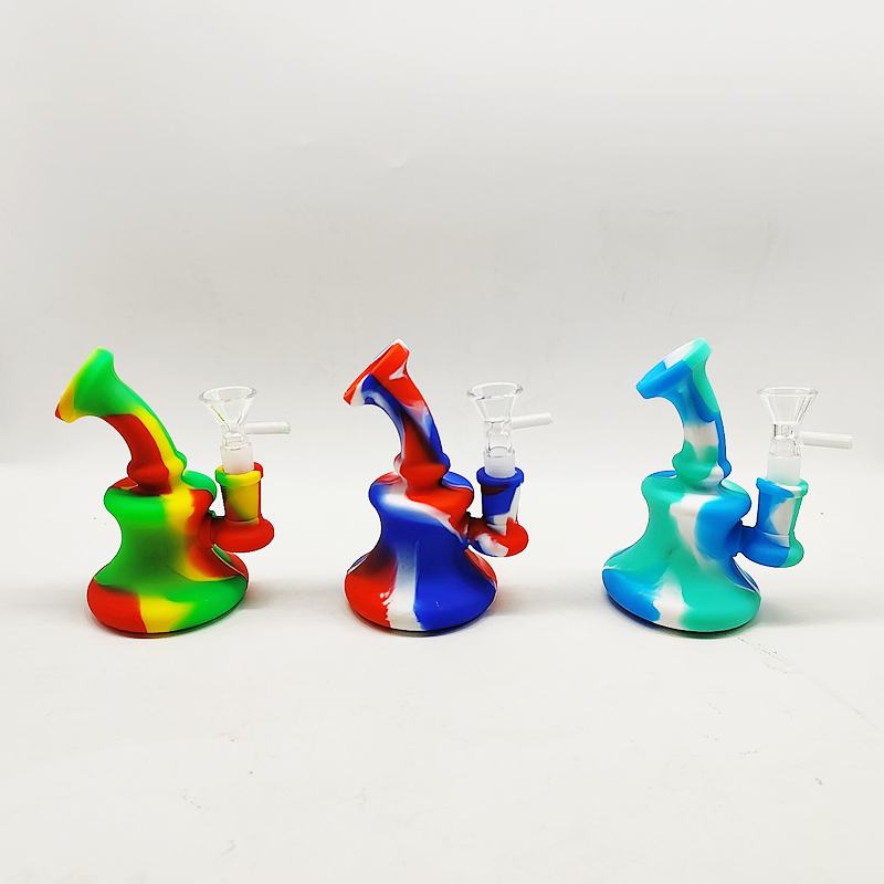 DPSP033 Smoking Accessories 5 inch silicone pipe with glass bowl