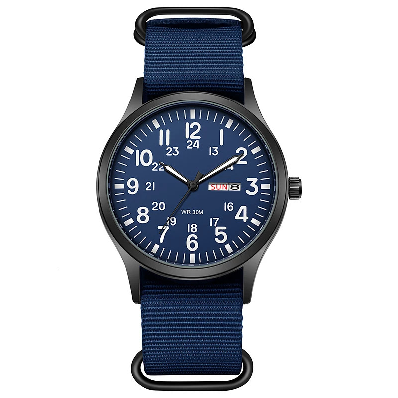 2024 TPW Field Watch Easy Reading Fabric Strap 24 Hours Display Quartz Movement 260109
