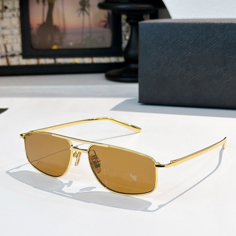 Lady Pilot Series Sunglasses Designer Gold Ultra slim Metal Frame Classic Pilot Rectangular Style Summer New UV400 Protective Sunglasses SPRC51S with Box