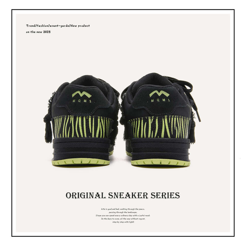 Destruction Series American Street Style Black Sneakers Unisex Couple's Board Loafers Trendy Men's Shoes