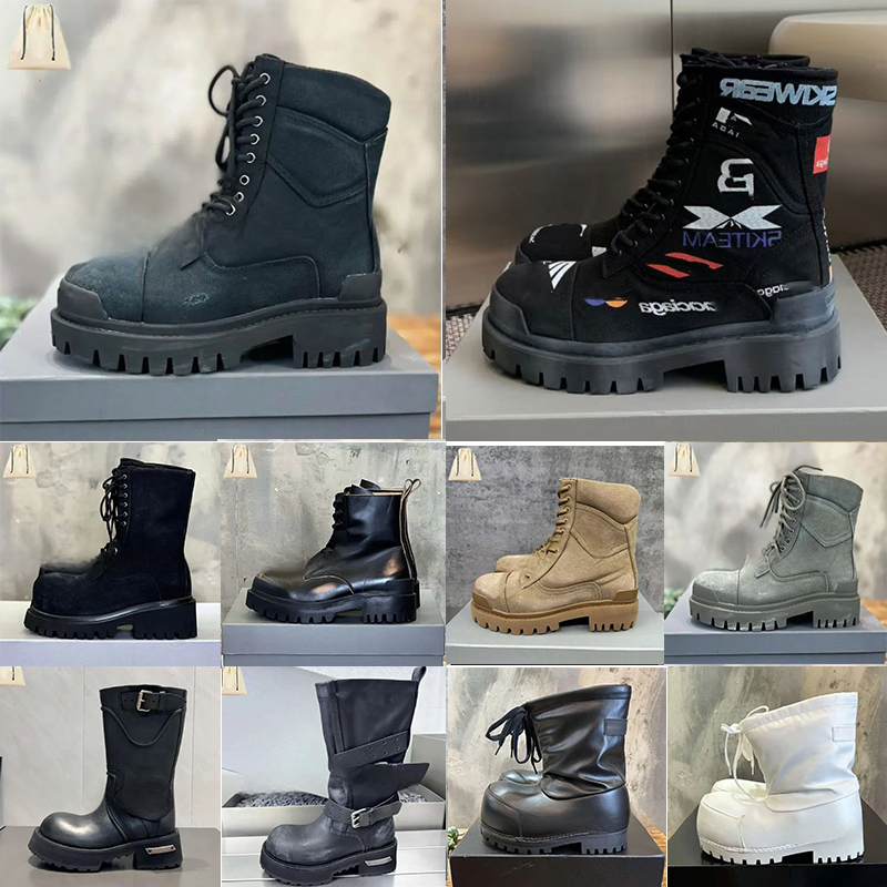 Designer Alaska Fur Boots Combat Strike Tractor Stomper High Bootie Winter Snow Boot Rain Boot Fall Fluffy Furry Calfskin Low Thick Rubber Sole Classic Platform Boot
