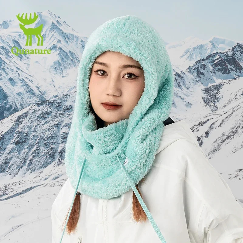 Qunature Skiing Mask Full Face Balaclava Hood Thicken Thermal Fleece Neck Protection Gaiter Winter Keep Warm Snowboarding Scarf 260107